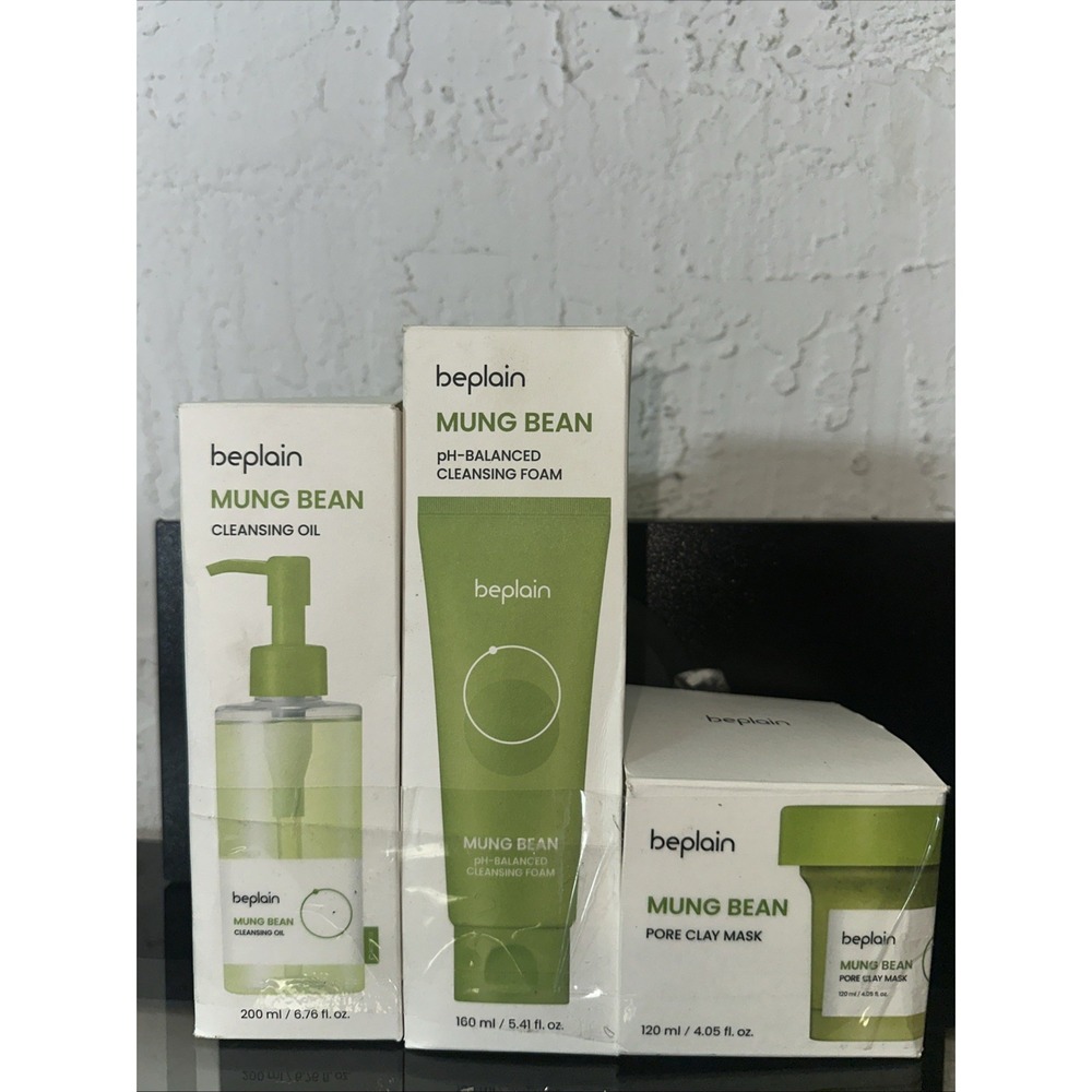 beplain Mung Bean Set Cleansing Foam Oil Pore Clay Mask K-Beauty New